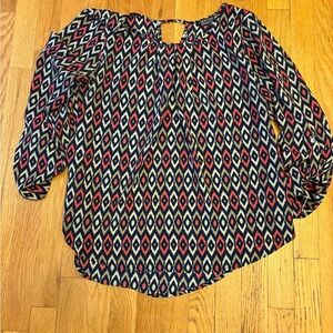 Papermoon Geometric Blouse - Red, Blue, Cream